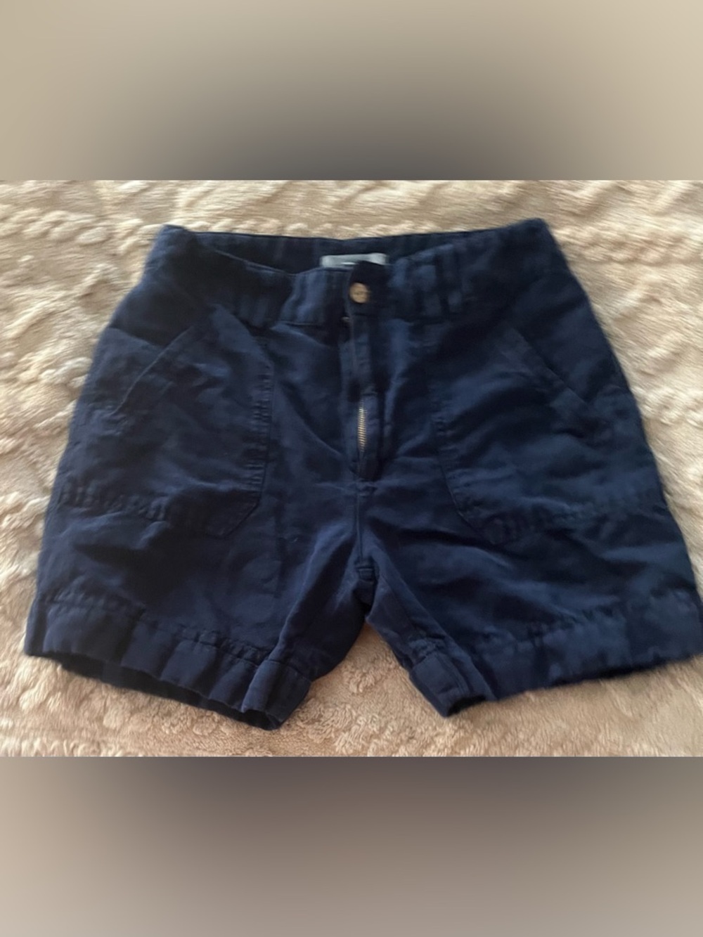 Sundance linen Navy Blue Waist-Detail Shorts